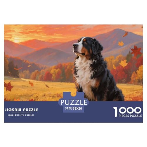 Berner Berghund Puzzle 1000-teilige Schwer Puzzle Spielzeug Lernspiel Impossible Herausforderung Spielzeug Für Erwachsene Kinder 38x26cm/1000pcs von CRKATXU