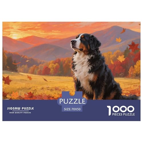 Berner Berghund Puzzle 1000-teilige Schwer Puzzle Spielzeug Lernspiel Impossible Herausforderung Spielzeug Für Erwachsene Kinder 70x50cm/1000pcs von CRKATXU