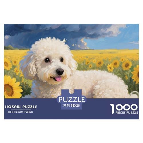 Bichon Frise Puzzle 1000 Teile Schwer Puzzle Spielzeug Pädagogisches Spiel Impossible Herausforderungsspielzeug Für Erwachsene Kinder 38x26cm/1000pcs von CRKATXU