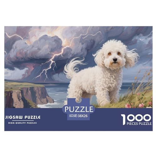 Bichon Frise Puzzle 1000-teilige Schwer Puzzle Spielzeug Lernspiel Impossible Herausforderung Spielzeug Für Erwachsene Und Kinder in Bewährter 38x26cm/1000pcs von CRKATXU