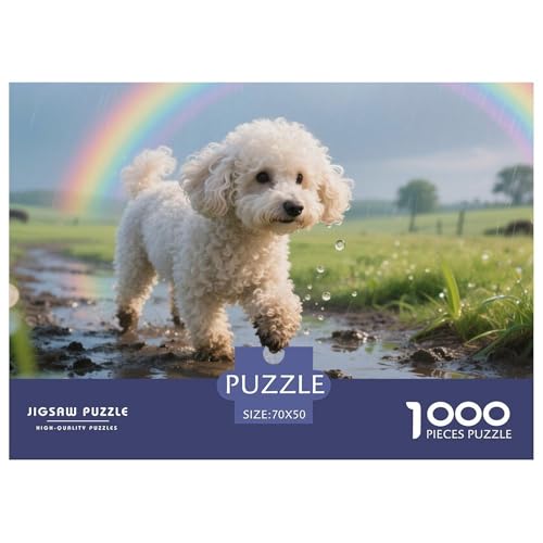 Bichon Frise Puzzle 1000-teilige Schwer Puzzle Spielzeug Lernspiel Impossible Herausforderungsspielzeug Für Erwachsene Kinder 70x50cm/1000pcs von CRKATXU