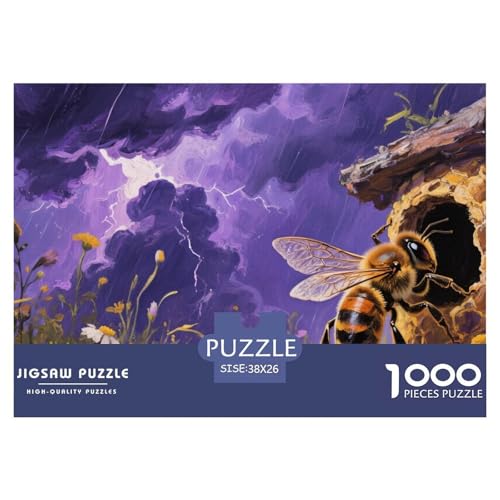Bienen Puzzle 1000-teilige Schwer Puzzle Spielzeug Lernspiel Impossible Herausforderung Spielzeug Für Erwachsene Kinder 38x26cm/1000pcs von CRKATXU