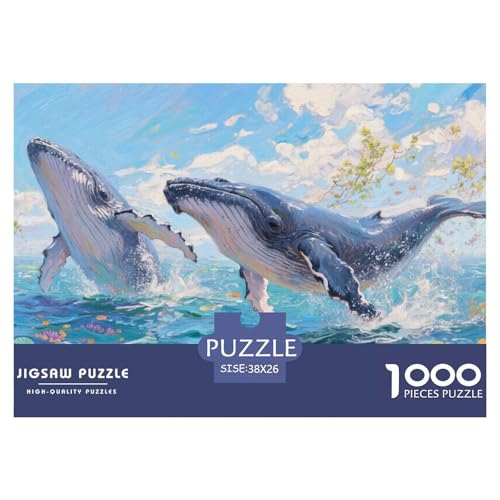 Blauer Wal Puzzle 1000-teilige Schwer Puzzle Spielzeug Lernspiel Impossible Herausforderungsspielzeug Für Erwachsene Kinder 38x26cm/1000pcs von CRKATXU