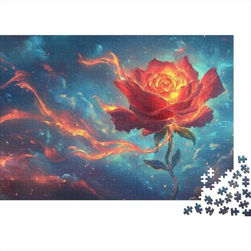 Brennende Rosen Puzzle 1000-teilige Schwer Puzzle Spielzeug Lernspiel Impossible Herausforderung Spielzeug Für Erwachsene Und Kinder Ab 14 Jahren 1000pcs (75x50cm) von CRKATXU