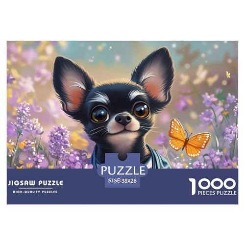 Chihuahua Puzzles 1000 Teile Schwer Puzzle Spielzeug Lernspiel Impossible Herausforderung Spielzeug Für Erwachsene Und Kinder in Bewährter 38x26cm/1000pcs von CRKATXU