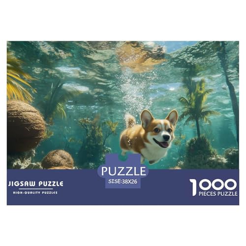Corgi Puzzles 1000 Teile Schwer Puzzle Spielzeug Pädagogisches Spiel Impossible Herausforderungsspielzeug Für Erwachsene Kinder 38x26cm/1000pcs von CRKATXU
