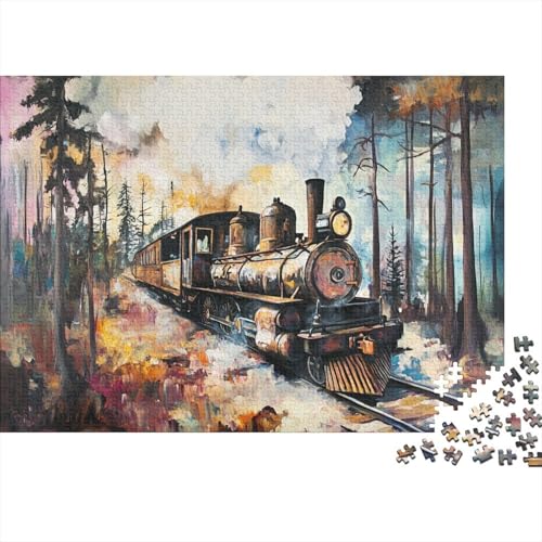 Dampfzug Puzzle 1000 Teile Schwer Puzzle Spielzeug Lernspiel Impossible Herausforderung Spielzeug Für Erwachsene Und Kinder Ab 12 Jahren 1000pcs (75x50cm) von CRKATXU