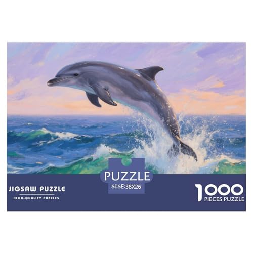 Delphin Puzzle 1000 Teile Schwer Puzzle Spielzeug Lernspiel Impossible Herausforderungsspielzeug Für Erwachsene Und Kinder Ab 12 Jahren 38x26cm/1000pcs von CRKATXU