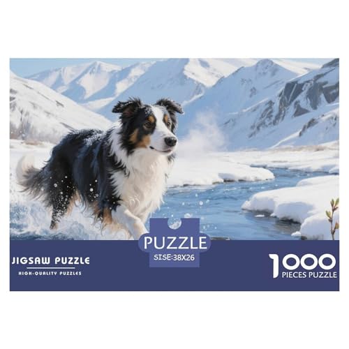 Der Border Collie Puzzles 1000 Teile Schwer Puzzle Spielzeug Lernspiel Impossible Herausforderung Spielzeug Für Erwachsene Kinder 38x26cm/1000pcs von CRKATXU