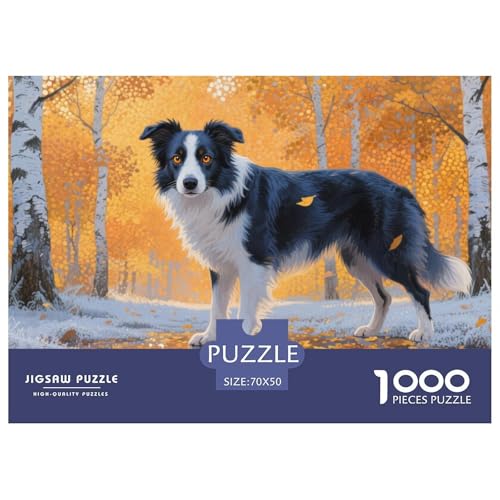 Der Border Collie Puzzles 1000 Teile Schwer Puzzle Spielzeug Pädagogisches Spiel Impossible Herausforderungsspielzeug Für Erwachsene Und Kinder Ab 12 Jahren 70x50cm/1000pcs von CRKATXU