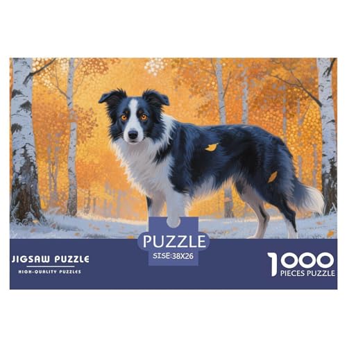 Der Border Collie Puzzles 1000-teilige Schwer Puzzle Spielzeug Lernspiel Impossible Herausforderungsspielzeug Für Erwachsene Und Kinder in Bewährter 38x26cm/1000pcs von CRKATXU