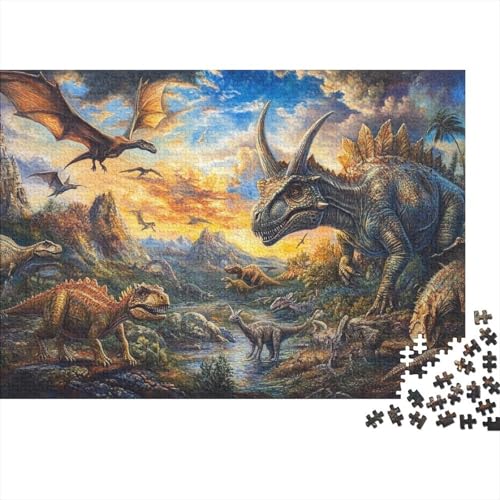 Dinosaurier Puzzle 1000 Teile Schwer Puzzle Spielzeug Pädagogisches Spiel Impossible Herausforderungsspielzeug Für Erwachsene Und Kinder Ab 14 Jahren 1000pcs (75x50cm) von CRKATXU