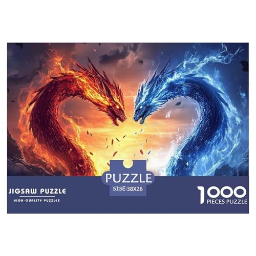 Drachen Puzzle 1000 Teile Schwer Puzzle Spielzeug Lernspiel Impossible Herausforderung Spielzeug Für Erwachsene Und Kinder in Bewährter 38x26cm/1000pcs von CRKATXU