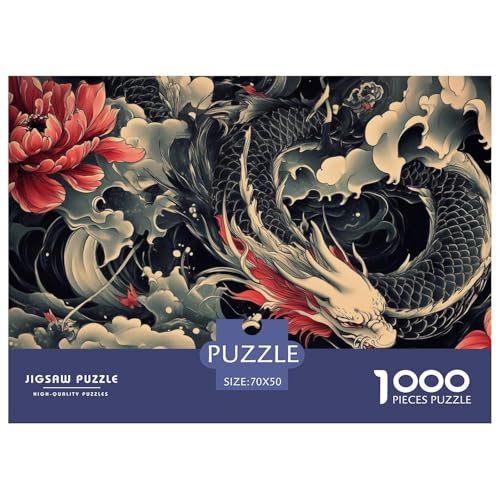Drachen Puzzle 1000 Teile Schwer Puzzle Spielzeug Lernspiel Impossible Herausforderungsspielzeug Für Erwachsene Kinder 70x50cm/1000pcs von CRKATXU