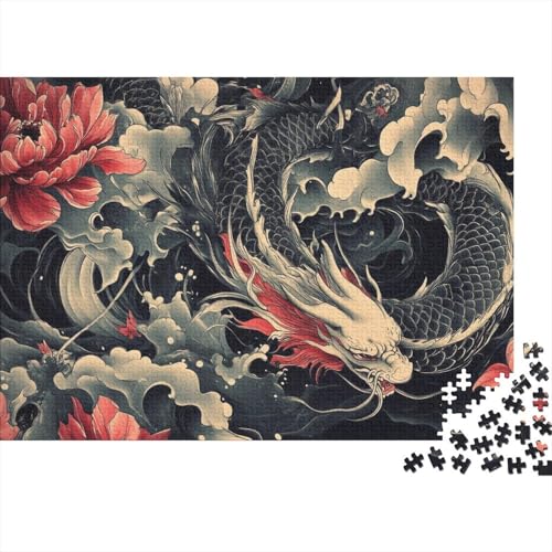 Drachen Puzzle 1000 Teile Schwer Puzzle Spielzeug Pädagogisches Spiel Impossible Herausforderung Spielzeug Für Erwachsene Kinder 1000pcs (75x50cm) von CRKATXU