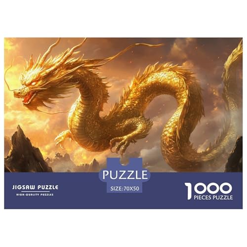 Drachen Puzzle 1000 Teile Schwer Puzzle Spielzeug Pädagogisches Spiel Impossible Herausforderungsspielzeug Für Erwachsene Und Kinder Ab 12 Jahren 70x50cm/1000pcs von CRKATXU