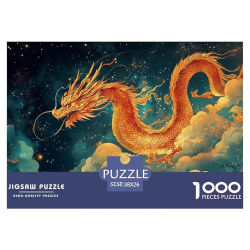 Drachen Puzzles 1000 Teile Schwer Puzzle Spielzeug Lernspiel Impossible Herausforderung Spielzeug Für Erwachsene Und Kinder Ab 12 Jahren 38x26cm/1000pcs von CRKATXU