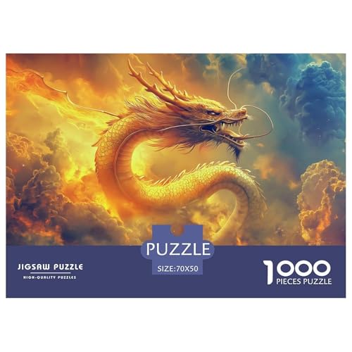 Drachen Puzzles 1000 Teile Schwer Puzzle Spielzeug Lernspiel Impossible Herausforderungsspielzeug Für Erwachsene Und Kinder Ab 14 Jahren 70x50cm/1000pcs von CRKATXU
