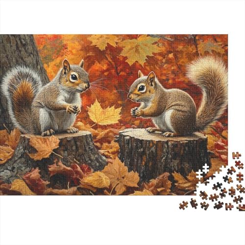 Eichhörnchen Puzzle 1000 Teile Schwer Puzzle Spielzeug Pädagogisches Spiel Impossible Wildlife Herausforderung Spielzeug Für Erwachsene Kinder 1000pcs (75x50cm) von CRKATXU
