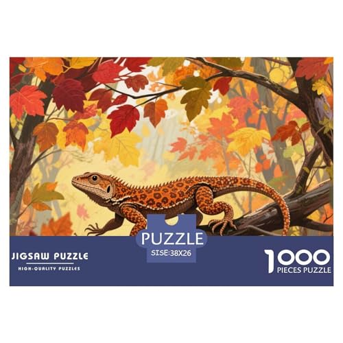 Eidechse Puzzle 1000-teilige Schwer Puzzle Spielzeug Lernspiel Impossible Herausforderung Spielzeug Für Erwachsene Und Kinder Ab 12 Jahren 38x26cm/1000pcs von CRKATXU