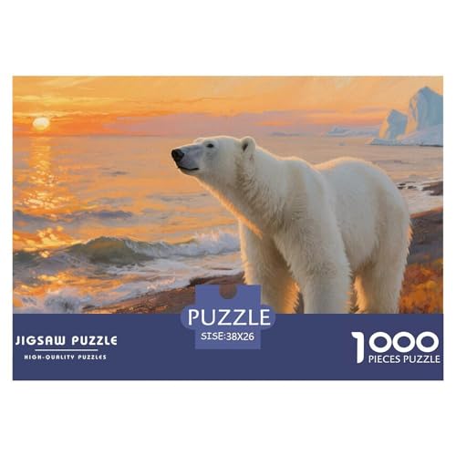 Eisbär Puzzle 1000 Teile Schwer Puzzle Spielzeug Pädagogisches Spiel Impossible Herausforderungsspielzeug Für Erwachsene Und Kinder Ab 14 Jahren 38x26cm/1000pcs von CRKATXU