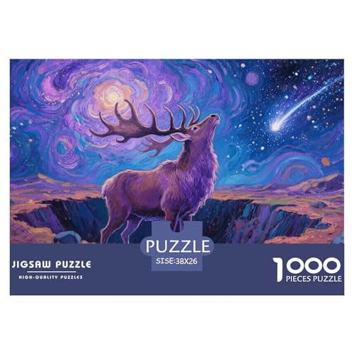 Elch Puzzle 1000 Teile Schwer Puzzle Spielzeug Pädagogisches Spiel Impossible Herausforderungsspielzeug Für Erwachsene Und Kinder Ab 12 Jahren 38x26cm/1000pcs von CRKATXU