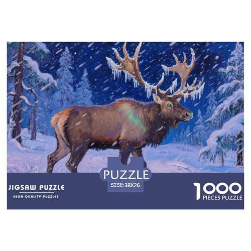 Elch Puzzle 1000-teilige Schwer Puzzle Spielzeug Lernspiel Impossible Herausforderung Spielzeug Für Erwachsene Und Kinder Ab 12 Jahren 38x26cm/1000pcs von CRKATXU