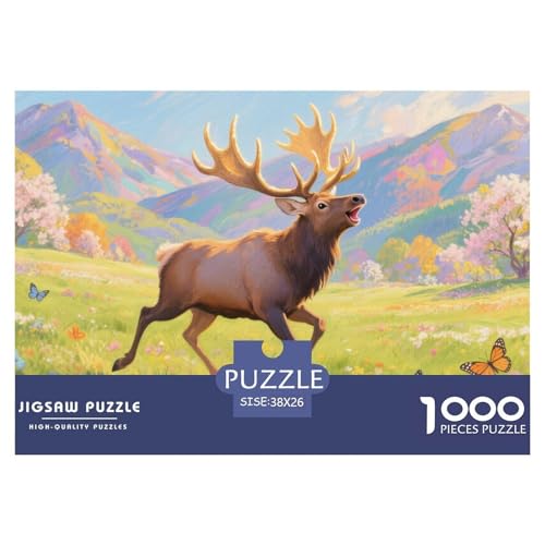 Elch Puzzles 1000 Teile Schwer Puzzle Spielzeug Lernspiel Impossible Herausforderung Spielzeug Für Erwachsene Und Kinder in Bewährter 38x26cm/1000pcs von CRKATXU