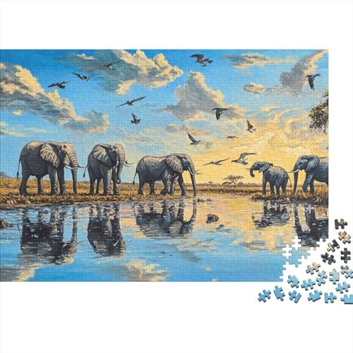 Elefanten Puzzle 1000-teilige Schwer Puzzle Spielzeug Lernspiel Impossible Herausforderungsspielzeug Für Erwachsene Kinder 1000pcs (75x50cm) von CRKATXU