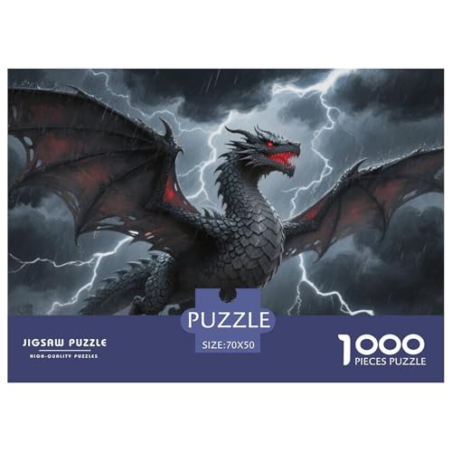 Europäischer Drache Puzzle 1000-teilige Schwer Puzzle Spielzeug Pädagogisches Spiel Impossible Herausforderungsspielzeug Für Erwachsene Kinder 70x50cm/1000pcs von CRKATXU