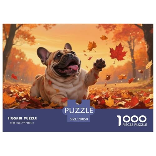 Französische BullHundsge Puzzle 1000 Teile Schwer Puzzle Spielzeug Lernspiel Impossible Herausforderungsspielzeug Für Erwachsene Und Kinder Ab 14 Jahren 70x50cm/1000pcs von CRKATXU