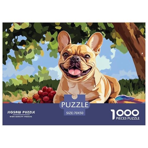 Französische BullHundsge Puzzle 1000 Teile Schwer Puzzle Spielzeug Pädagogisches Spiel Impossible Herausforderungsspielzeug Für Erwachsene Kinder 70x50cm/1000pcs von CRKATXU