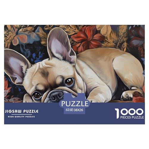 Französische BullHundsge Puzzle 1000-teilige Schwer Puzzle Spielzeug Lernspiel Impossible Herausforderung Spielzeug Für Erwachsene Kinder 38x26cm/1000pcs von CRKATXU