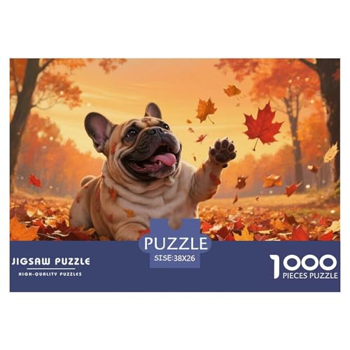 Französische BullHundsge Puzzles 1000 Teile Schwer Puzzle Spielzeug Lernspiel Impossible Herausforderung Spielzeug Für Erwachsene Kinder 38x26cm/1000pcs von CRKATXU