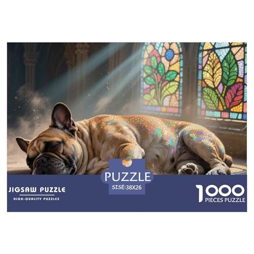 Französische BullHundsge Puzzles 1000 Teile Schwer Puzzle Spielzeug Lernspiel Impossible Herausforderung Spielzeug Für Erwachsene Und Kinder Ab 14 Jahren 38x26cm/1000pcs von CRKATXU