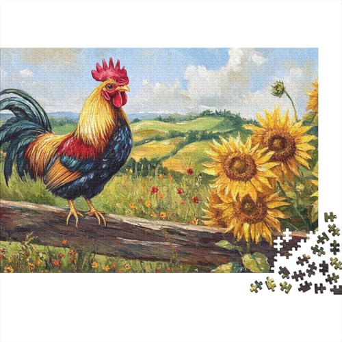 Hahn Puzzles 1000 Teile Schwer Puzzle Spielzeug Pädagogisches Spiel Impossible Herausforderungsspielzeug Für Erwachsene Kinder 1000pcs (75x50cm) von CRKATXU