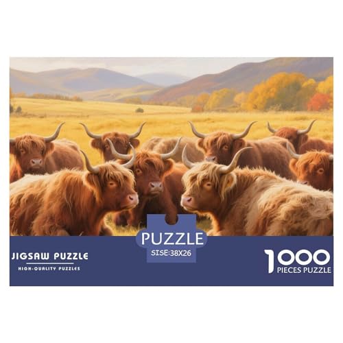 Highland Katzetle Puzzles 1000 Teile Schwer Puzzle Spielzeug Lernspiel Impossible Herausforderungsspielzeug Für Erwachsene Und Kinder Ab 14 Jahren 38x26cm/1000pcs von CRKATXU