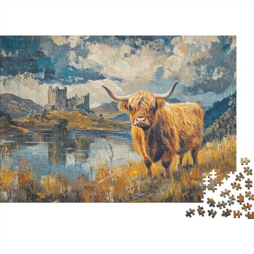 Highland Rinder Puzzle 1000-teilige Schwer Puzzle Spielzeug Pädagogisches Spiel Impossible Herausforderung Spielzeug Für Erwachsene Und Kinder Ab 12 Jahren 1000pcs (75x50cm) von CRKATXU