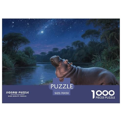 Hippo Puzzle 1000 Teile Schwer Puzzle Spielzeug Lernspiel Impossible Herausforderung Spielzeug Für Erwachsene Kinder 70x50cm/1000pcs von CRKATXU