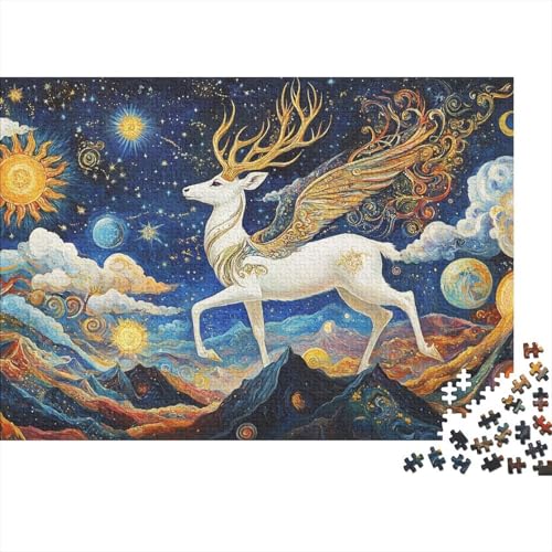 Hirsch Gott Puzzle 1000 Teile Schwer Puzzle Spielzeug Lernspiel Impossible Herausforderungsspielzeug Für Erwachsene Und Kinder Ab 14 Jahren 1000pcs (75x50cm) von CRKATXU