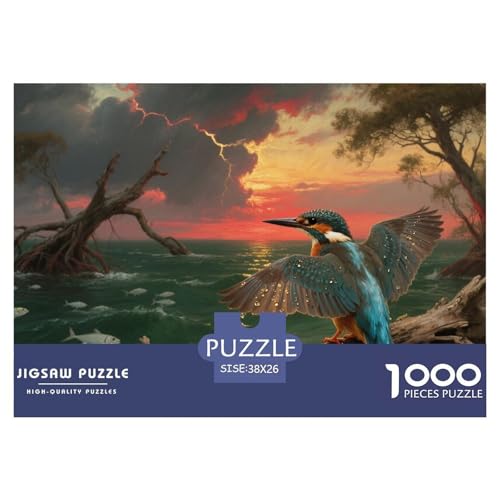 Königfischer Puzzle 1000-teilige Schwer Puzzle Spielzeug Lernspiel Impossible Herausforderungsspielzeug Für Erwachsene Kinder 38x26cm/1000pcs von CRKATXU