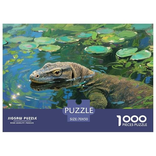 Komodo Drachen Puzzle 1000 Teile Schwer Puzzle Spielzeug Pädagogisches Spiel Impossible Herausforderungsspielzeug Für Erwachsene Und Kinder Ab 14 Jahren 70x50cm/1000pcs von CRKATXU