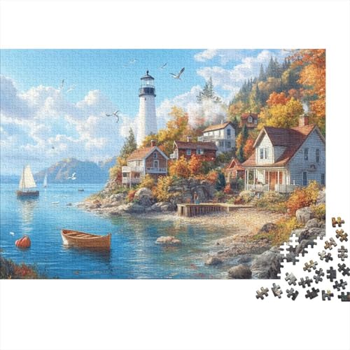 Küstenleuchtturm Puzzles 1000-teilige Schwer Puzzle Spielzeug Lernspiel Impossible Herausforderungsspielzeug Für Erwachsene Und Kinder in Bewährter 1000pcs (75x50cm) von CRKATXU