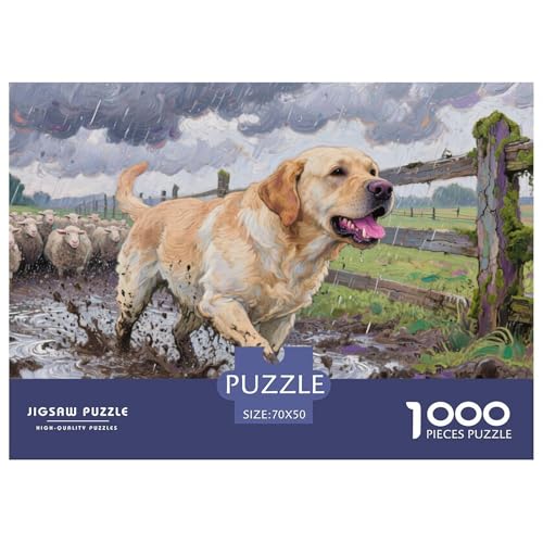 Labrador Retriever Puzzle 1000-teilige Schwer Puzzle Spielzeug Lernspiel Impossible Herausforderung Spielzeug Für Erwachsene Und Kinder in Bewährter 70x50cm/1000pcs von CRKATXU