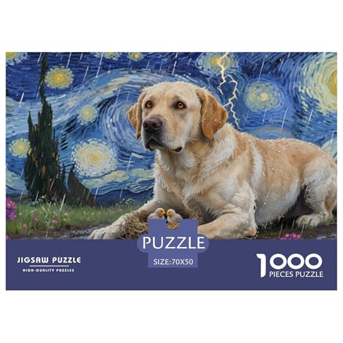 Labrador Retriever Puzzle 1000-teilige Schwer Puzzle Spielzeug Pädagogisches Spiel Impossible Herausforderung Spielzeug Für Erwachsene Kinder 70x50cm/1000pcs von CRKATXU