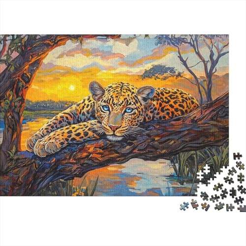 Leopard Puzzle 1000-teilige Schwer Puzzle Spielzeug Pädagogisches Spiel Impossible Herausforderung Spielzeug Für Erwachsene Und Kinder Ab 14 Jahren 1000pcs (75x50cm) von CRKATXU