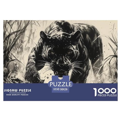 Leopard Puzzles 1000 Teile Schwer Puzzle Spielzeug Lernspiel Impossible Herausforderungsspielzeug Für Erwachsene Und Kinder Ab 14 Jahren 38x26cm/1000pcs von CRKATXU
