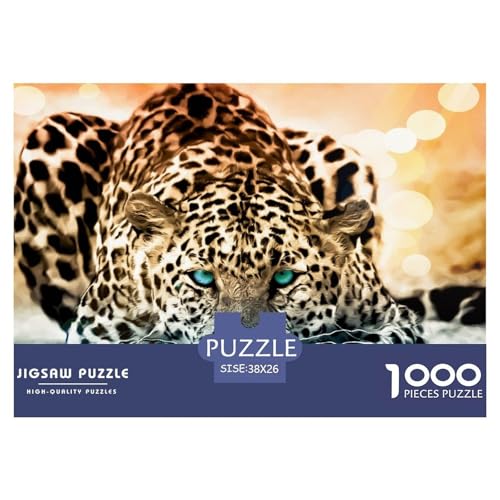 Leopard Puzzles 1000-teilige Schwer Puzzle Spielzeug Lernspiel Impossible Herausforderungsspielzeug Für Erwachsene Kinder 38x26cm/1000pcs von CRKATXU