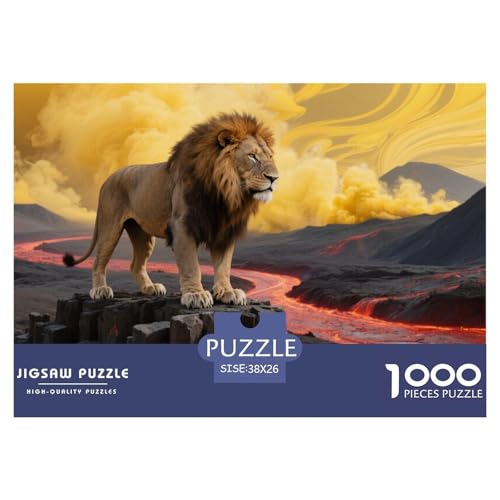 Löwen Puzzle 1000 Teile Schwer Puzzle Spielzeug Lernspiel Impossible Herausforderung Spielzeug Für Erwachsene Und Kinder in Bewährter 38x26cm/1000pcs von CRKATXU