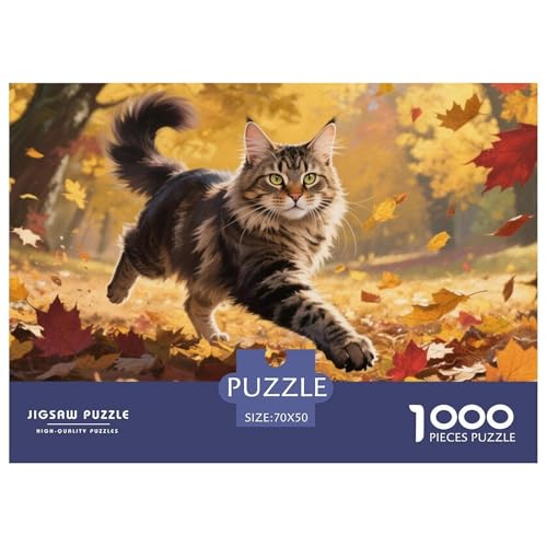 Maine Coon Puzzle 1000-teilige Schwer Puzzle Spielzeug Lernspiel Impossible Herausforderung Spielzeug Für Erwachsene Und Kinder in Bewährter 70x50cm/1000pcs von CRKATXU